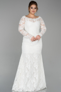 Кружевное Платье Большого Размера Белый ABU1574
