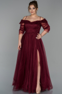Длинное Свободное Вечернее Платье Бордовый ABU1620