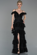Длинное Вечернее Платье Черный ABU1629