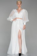 Длинное Помолвочное Платье Белый ABU1633