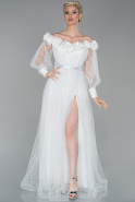 Длинное Вечернее Платье Белый ABU1635