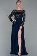 Длинное Помолвочное Платье Темно-синий ABU1020