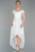 Платье Короткое Спереди И Длинное Сзади Белый ABO067