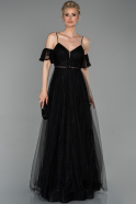 Длинное Вечернее Платье Черный ABU1637