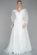 Длинное Вечернее Платье Белый ABU1640
