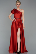 Длинное Атласное Платье Для Помолвки красный ABU1270