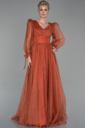 Длинное Вечернее Платье Цвет корицы ABU1640