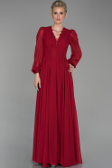 Длинное Шифоновое Вечернее Платье красный ABU1651