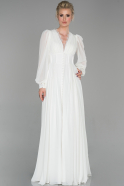 Длинное Шифоновое Вечернее Платье Белый ABU1651
