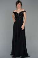 Длинное Шифоновое Помолвочное Платье Черный ABU1653