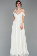 Длинное Шифоновое Вечернее Платье Белый ABU1654