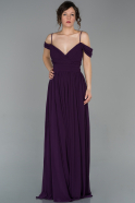 Длинное Шифоновое Вечернее Платье Тёмно-пурпурный ABU1654
