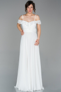 Длинное Шифоновое Вечернее Платье Белый ABU1657