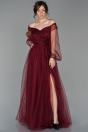Длинное Вечернее Платье Бордовый ABU1664