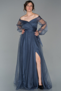 Длинное Вечернее Платье Серый-Индиго ABU1664