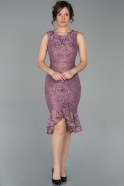 Короткое Кружевное Вечернее Платье Лавандовый ABK616