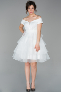 Короткое Вечернее Платье Белый ABK974