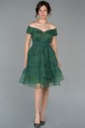 Короткое Вечернее Платье Изумрудно-зеленый ABK974