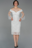 Короткое Ночное Платье Из Кружева Белый ABK975