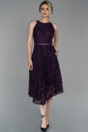 Миди Пригласительное Платье Из Кружева Пурпурный ABK982