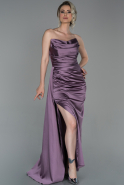 Длинное Атласное Выпускное Платье Лавандовый ABU1680