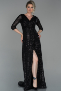 Длинное Вечернее Платье Черный ABU1677