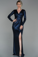 Длинное Вечернее Платье Темно-синий ABU1678