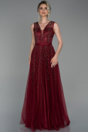 Длинное Помолвочное Платье Бордовый ABU1104