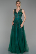 Длинное Помолвочное Платье Изумрудно-зеленый ABU1104