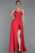 Длинное Атласное Выпускное Платье красный ABU1682
