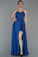 Длинное Атласное Выпускное Платье Ярко-синий ABU1682