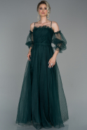 Длинное Вечернее Платье Изумрудно-зеленый ABU1689