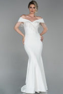 Длинное Вечернее Платье Белый ABU1690