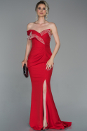 Длинное Вечернее Платье Русалка красный ABU1692