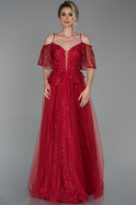 Длинное Платье Высокой Моды красный ABU1688