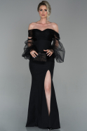 Длинное Вечернее Платье Черный ABU1696