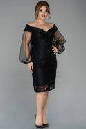 Короткое Кружевное Вечернее Платье Черный ABK979
