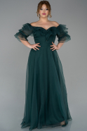 Длинное Вечернее Платье Изумрудно-зеленый ABU1675