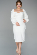 Миди Вечернее Платье Большого Размера Белый ABK930