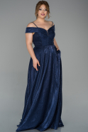 Длинное Свободное Вечернее Платье Темно-синий ABU590