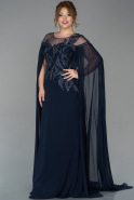 Большое Шифоновое Вечернее Платье Темно-синий ABU1701
