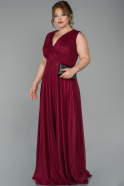 Длинное Свободное Вечернее Платье Бордовый ABU1762