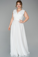 Длинное Свободное Вечернее Платье Белый ABU1762