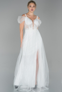 Длинное Вечернее Платье Из Кружева Белый ABU1706