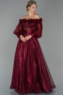 Длинное Вечернее Платье Бордовый ABU1710