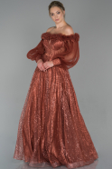Длинное Вечернее Платье Цвет корицы ABU1710