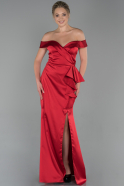 Длинное Атласное Вечернее Платье красный ABU1713
