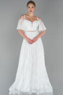 Длинное Вечернее Платье Из Кружева Белый ABU1720