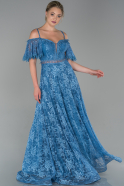 Длинное Вечернее Платье Из Кружева Индиго ABU1720