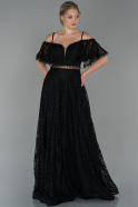 Длинное Вечернее Платье Из Кружева Черный ABU1720
